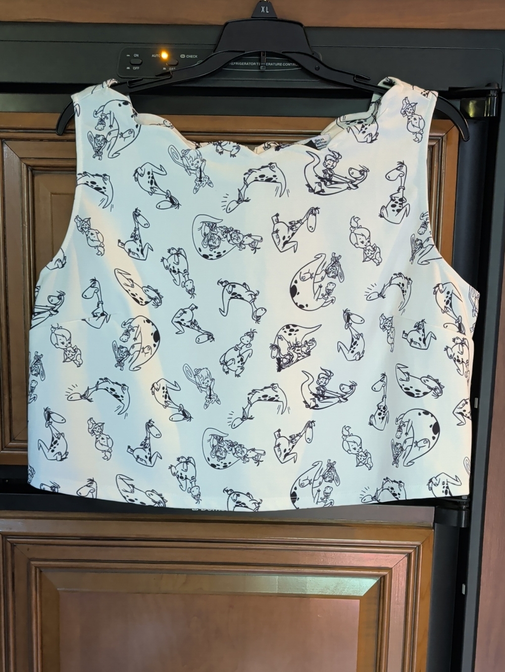 White Printed Sleeveless Crop Top - Flintstones
